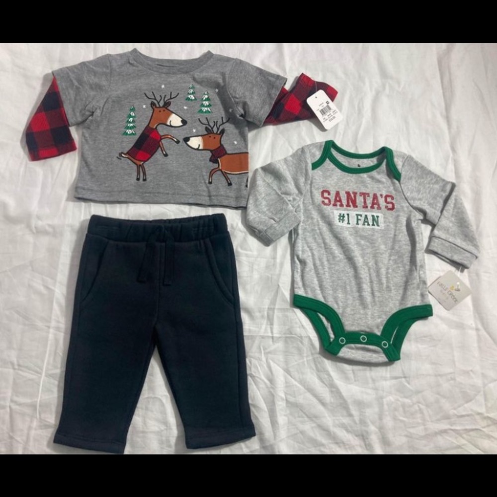 0-3m Winter & Christmas 3PC LOT NEW Infant Newborn Baby Boy Unisex